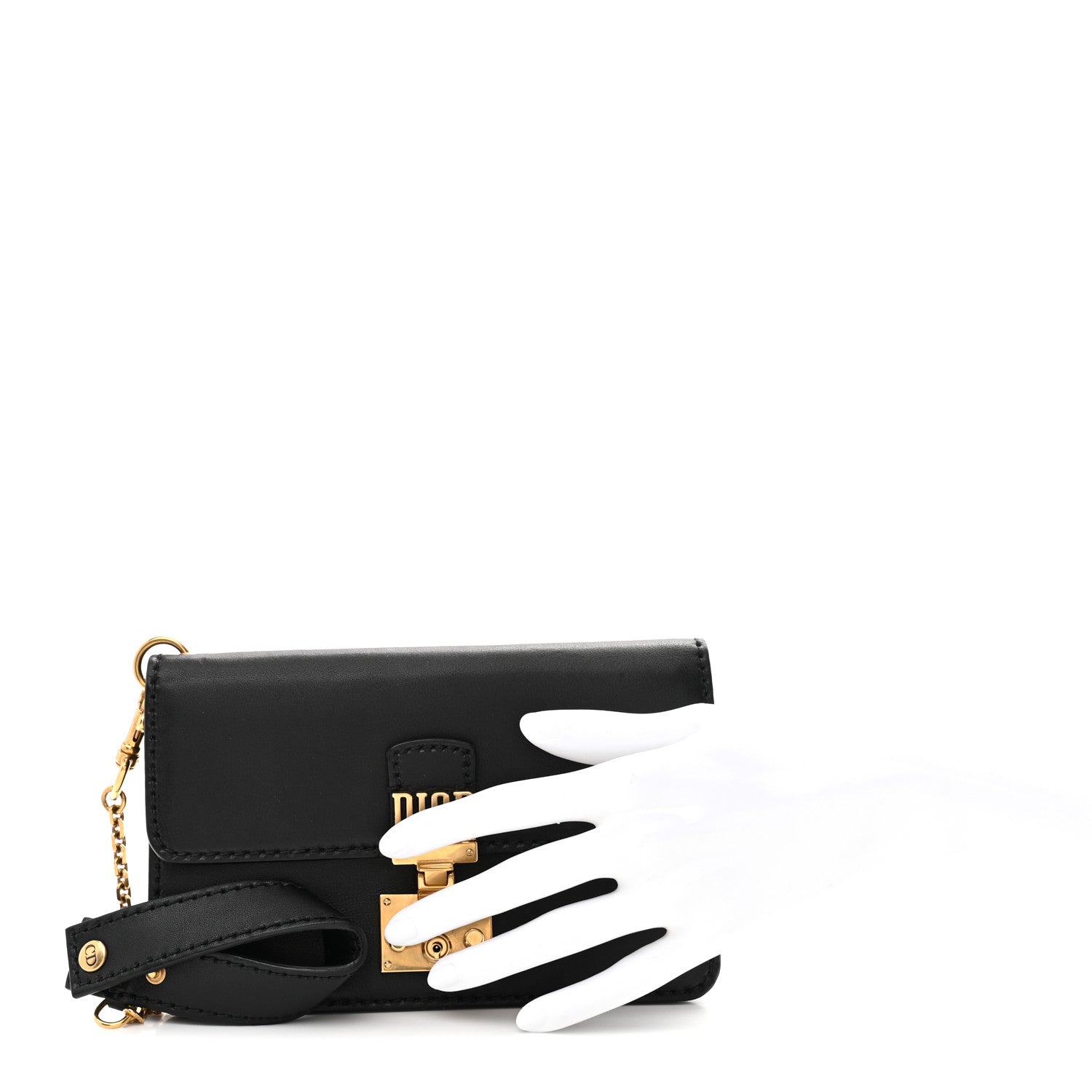Dior クレドポーボーテ Christian Dior Calfskin Dioraddict Wristlet Clutch Black 1883638