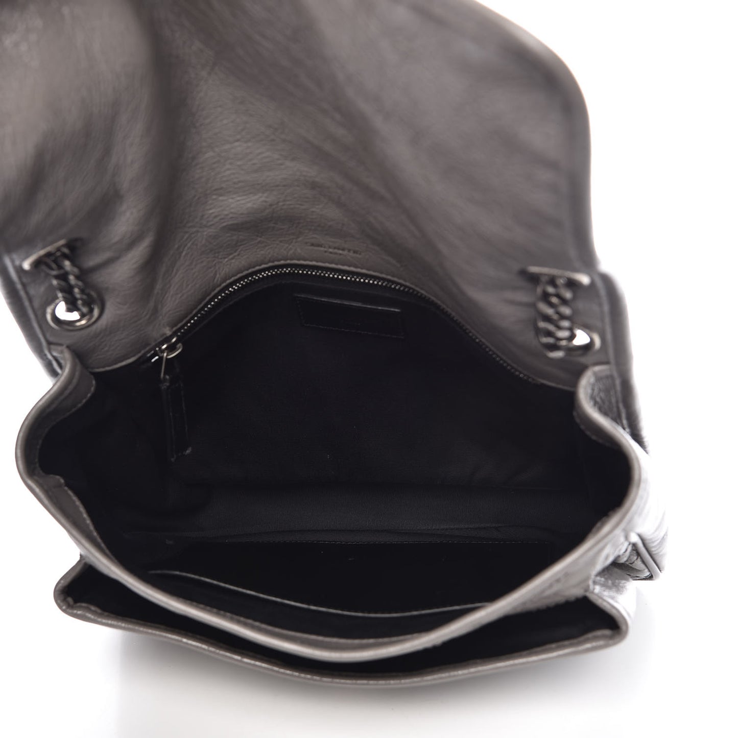 Crinkled Calfskin Matelasse Monogram Medium Niki Chain Satchel Fog