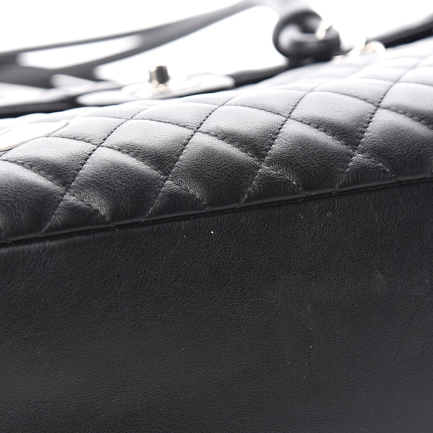Calfskin Quilted Large Cambon Flap Black White