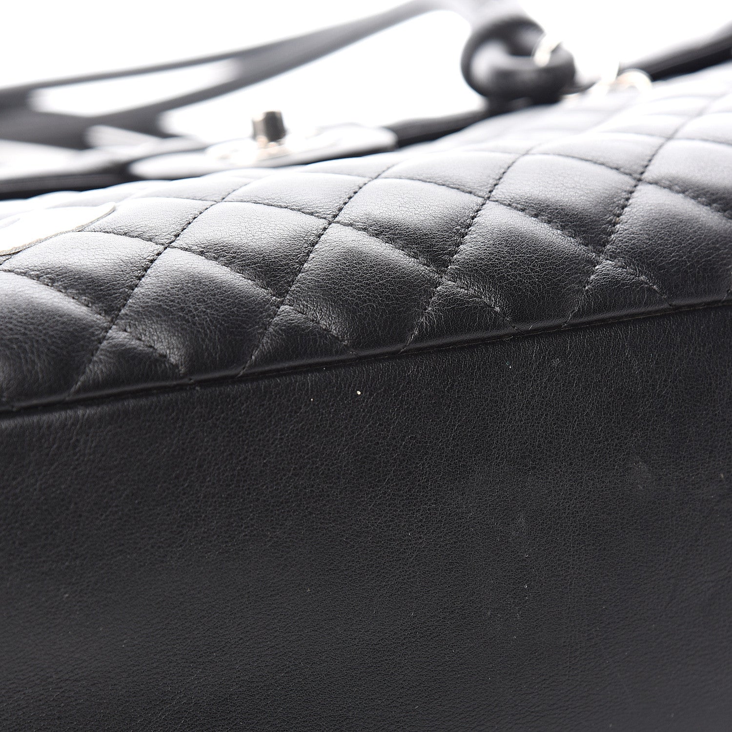 Chanel Calfskin Quilted Large Cambon Flap Black White 9 of 13
