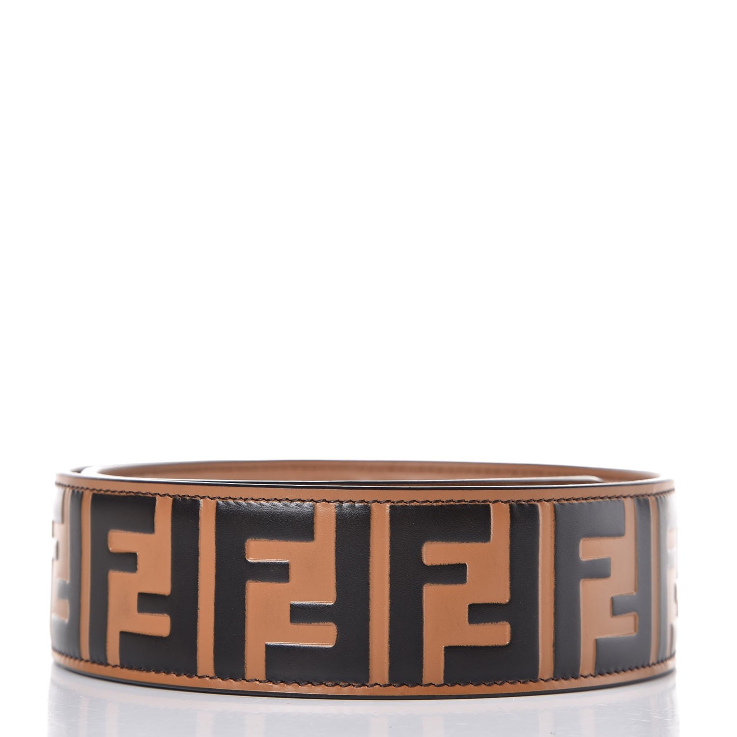 Fendi Calfskin FF 1974 Embossed Strap You Tobacco Black 2 of 5