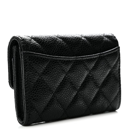 Chanel Caviar Quilted Flap Card Holder Wallet Black 3 of 9