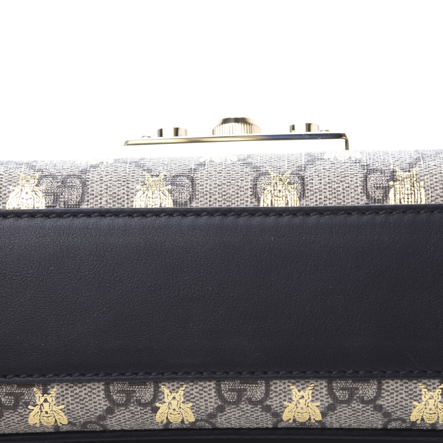 Gucci GG Supreme Monogram Bees Small Padlock Shoulder Bag Black 10 of 12