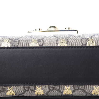 Gucci GG Supreme Monogram Bees Small Padlock Shoulder Bag Black 10 of 12