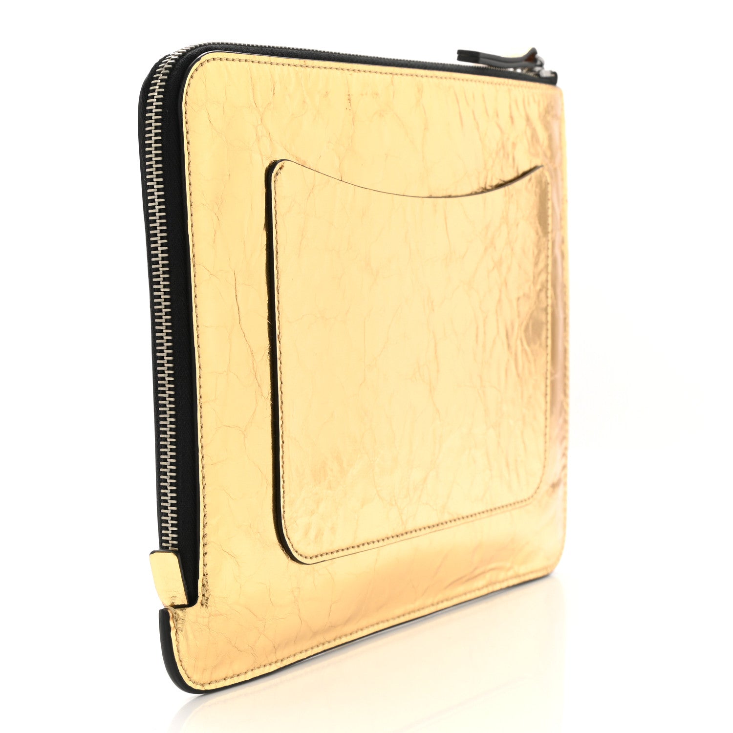 Chanel Metallic Lambskin Medium Je Ne Suis Pas En Solde Pouch Clutch Gold 3 of 8