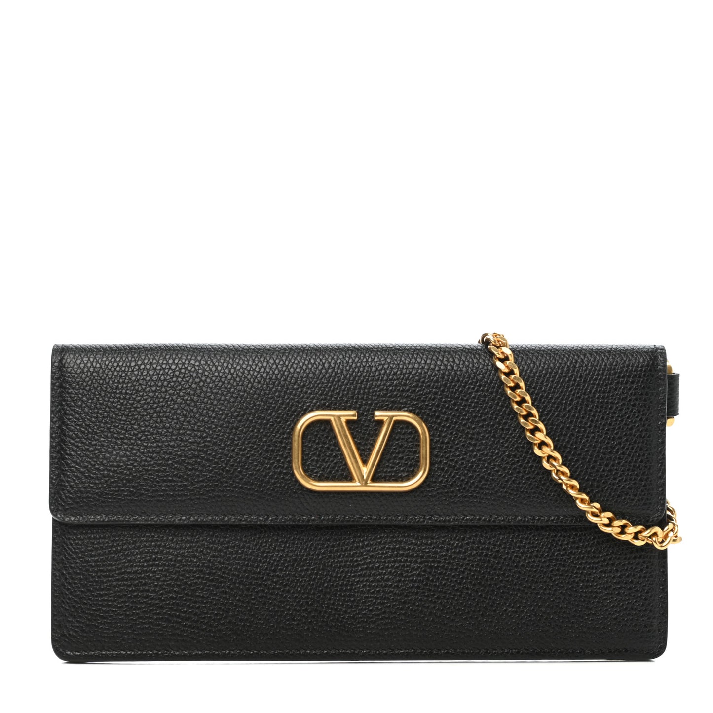 Grained Calfskin VLogo Bill Pouch Black