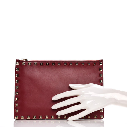 Valentino Garavani Vitello Medium Rockstud Zip Pouch Scarlet 2 of 9