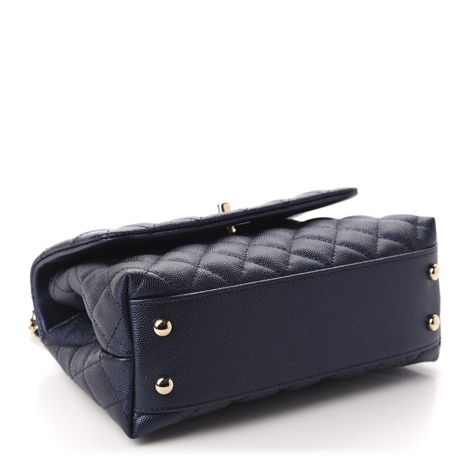 Chanel Iridescent Caviar Quilted Mini Coco Handle Flap Dark Blue 4 of 11