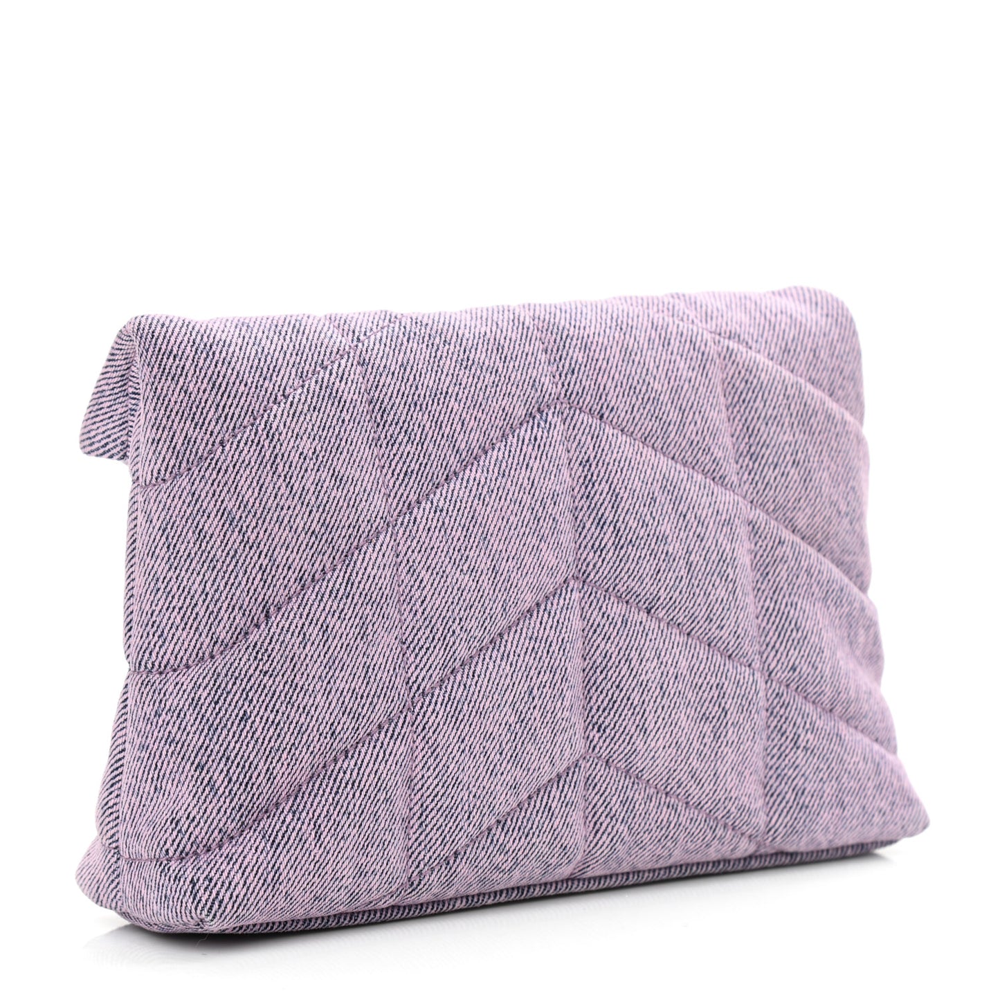 Denim Quilted Loulou Puffer Monogram Pouch Clutch Bleached Lilac