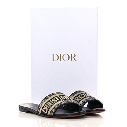 Christian Dior Canvas Embroidered Dway Mules Slide Sandals 37.5 Deep Blue 9 of 9
