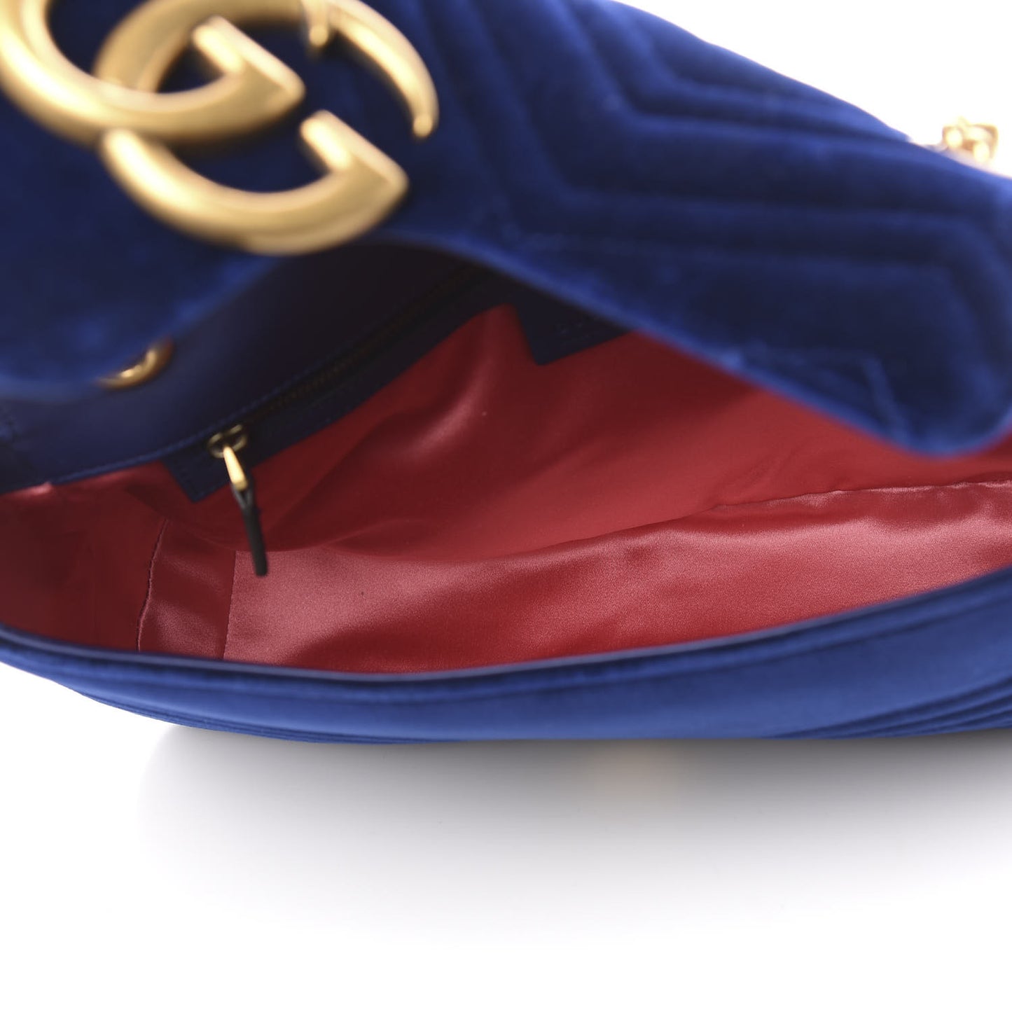 Velvet Matelasse Medium GG Marmont Shoulder Bag Cobalt Blue