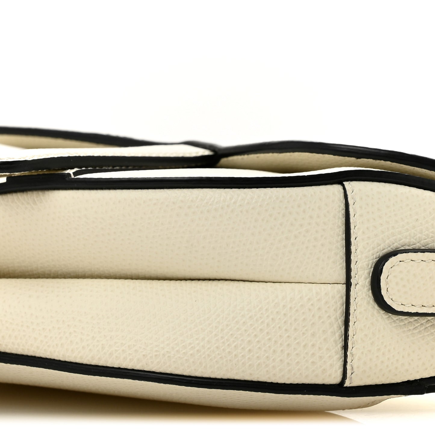 Grained Calfskin Mini Saddle Bag White