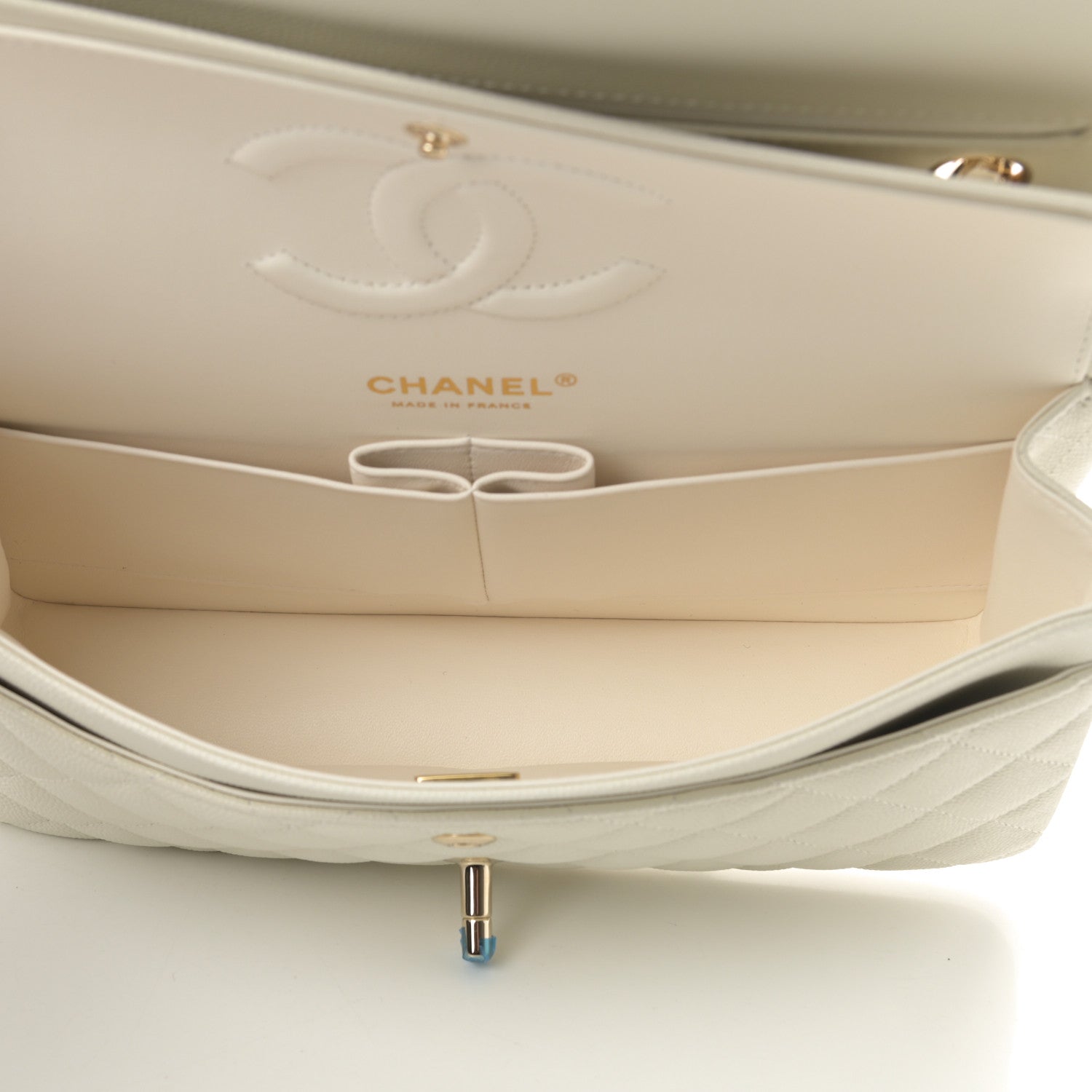 Chanel Caviar Quilted Medium Double Flap White 5 of 11