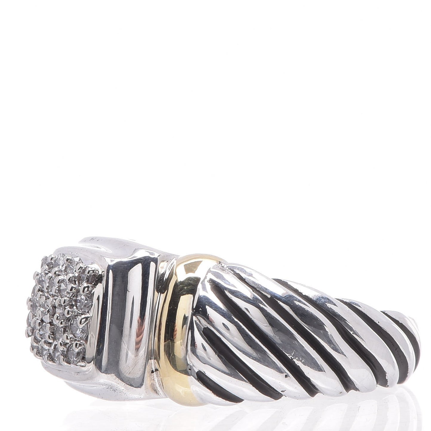 Sterling Silver 18K Yellow Gold Diamond Noblesse Ring 57 8
