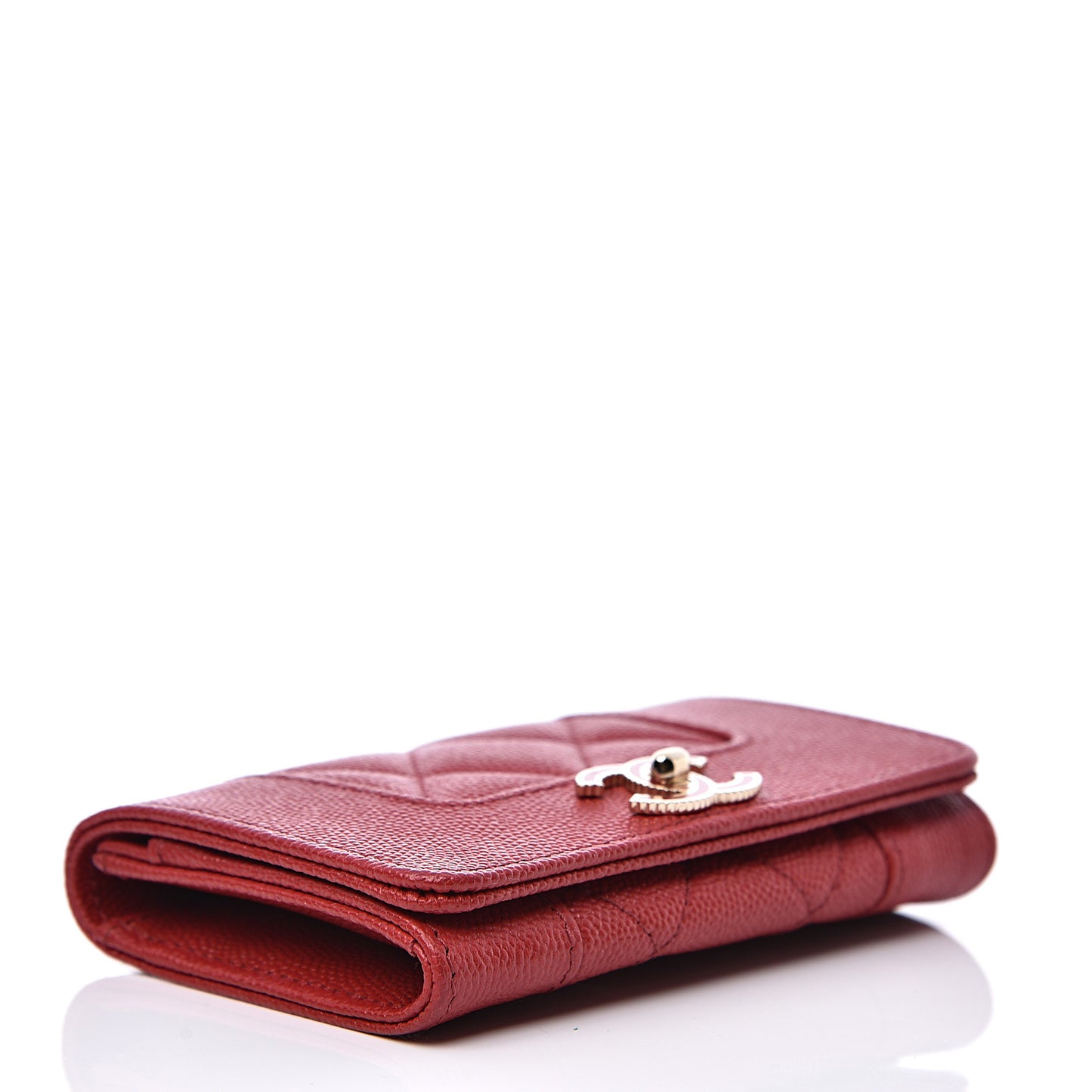 Caviar Quilted Vintage Mademoiselle Card Holder Red