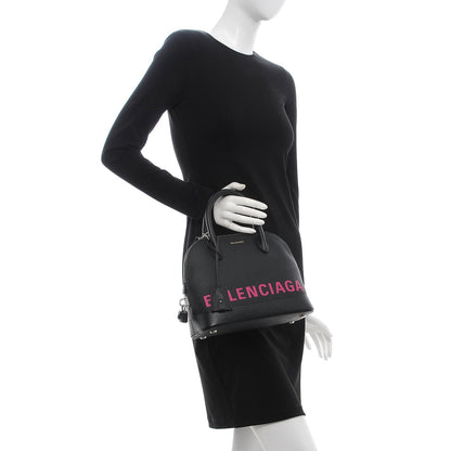 Balenciaga Signature Grained Calfskin Logo S Ville Top Handle Bag Black Rose Shocking 3 of 10