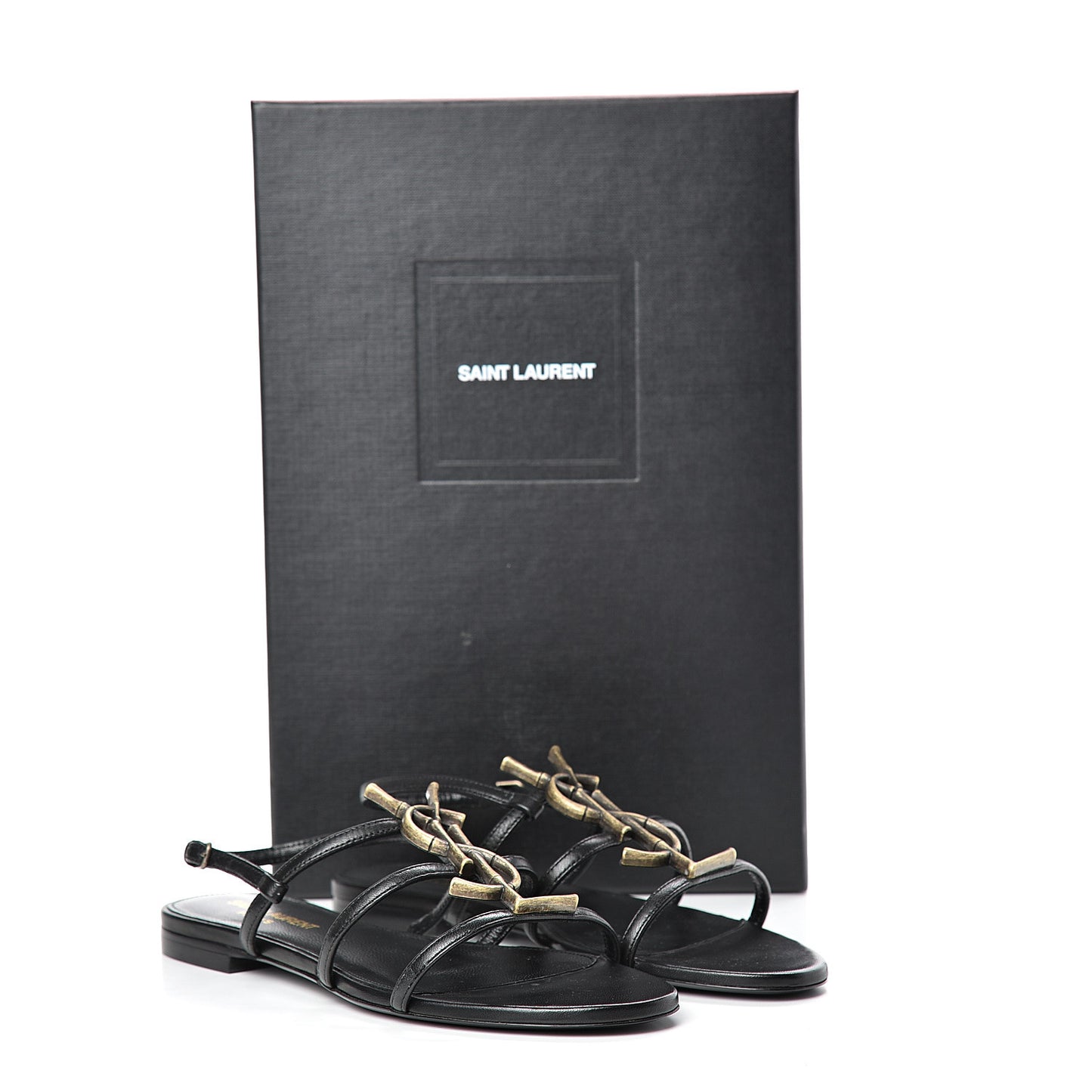 Calfskin Cassandra Monogram Sandals 36 Black
