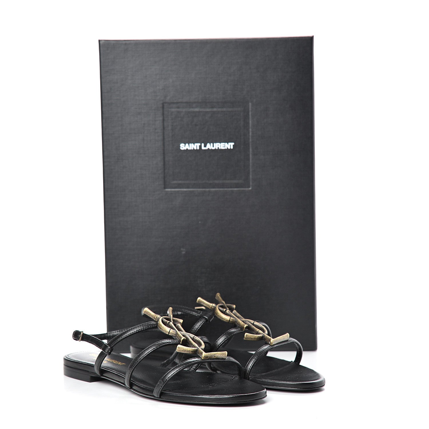 Saint Laurent Calfskin Cassandra Monogram Sandals 36 Black 9 of 9