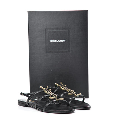 Saint Laurent Calfskin Cassandra Monogram Sandals 36 Black 9 of 9
