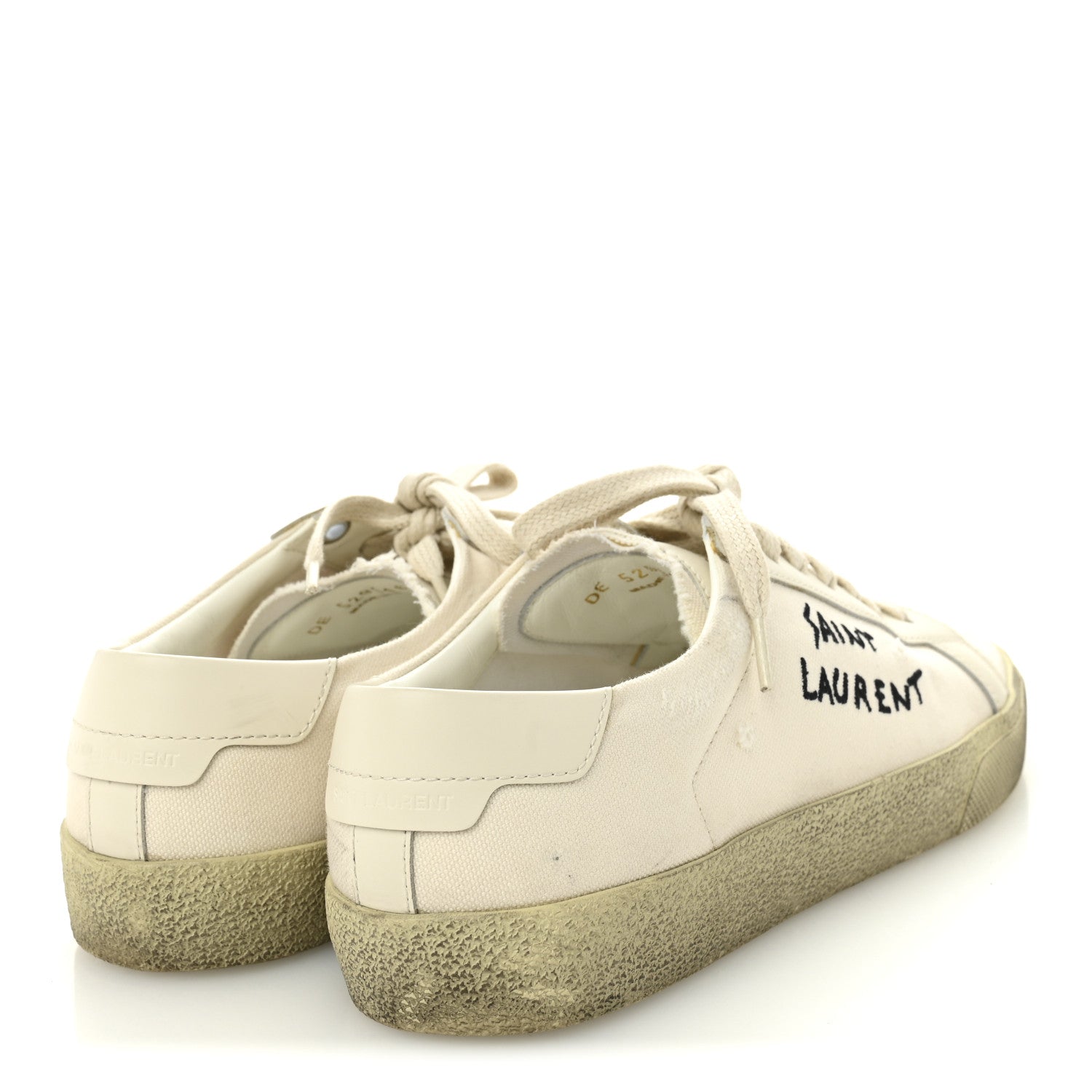 Saint Laurent Distressed Canvas Court Classic Sneakers 37 Panna 5 of 9