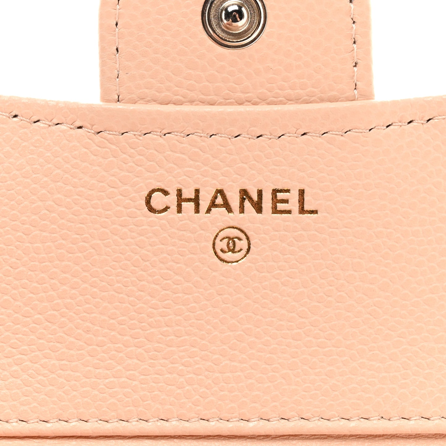 Caviar Quilted Compact Flap Wallet Light Beige