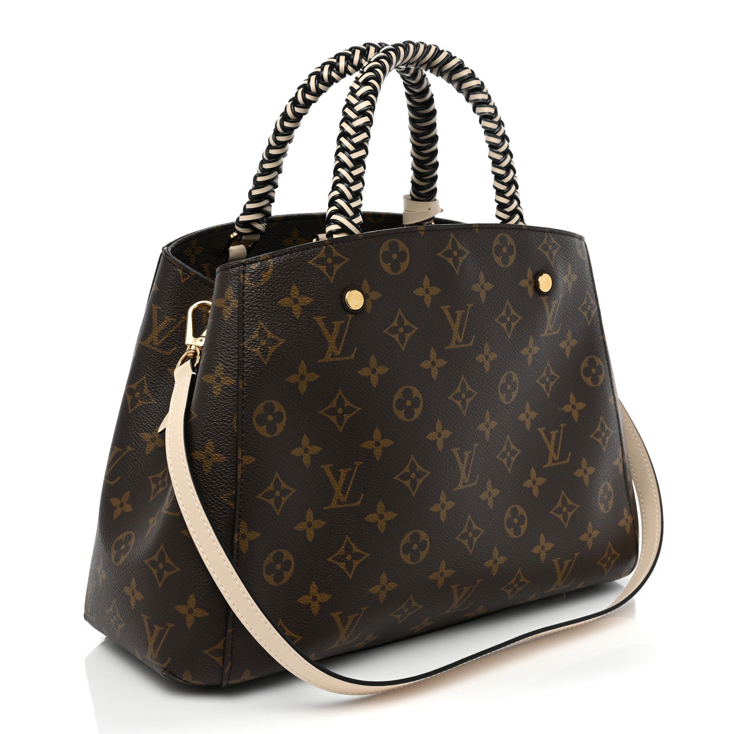 Louis Vuitton Monogram Braided Montaigne MM Creme Beige 3 of 10