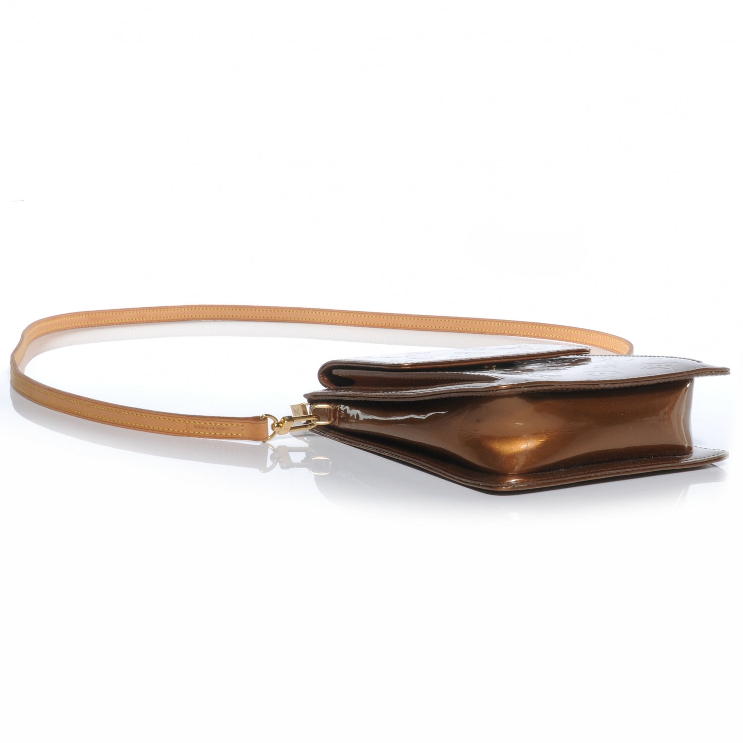 Louis Vuitton Patent Mott Long Strap Bronze 4 of 9