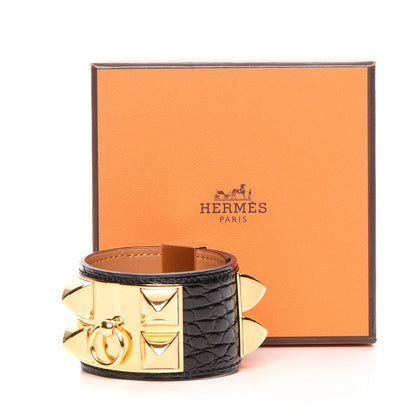 Hermes Shiny Alligator Collier de Chien CDC Bracelet S Black 8 of 8