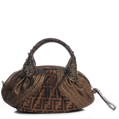 Fendi Zucca Goatskin Spy Bowler Tobacco Bronzo 1 of 9