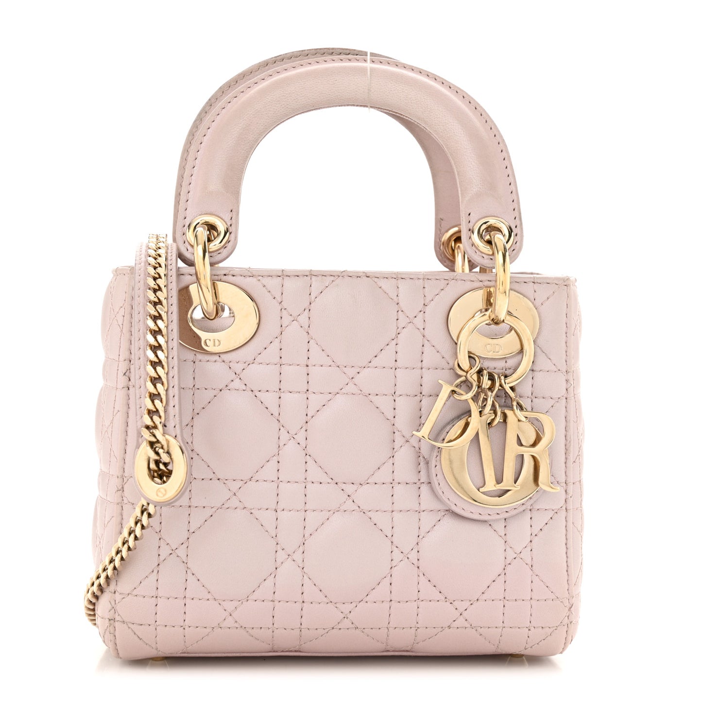 Metallic Lambskin Cannage Mini Lady Dior Lotus