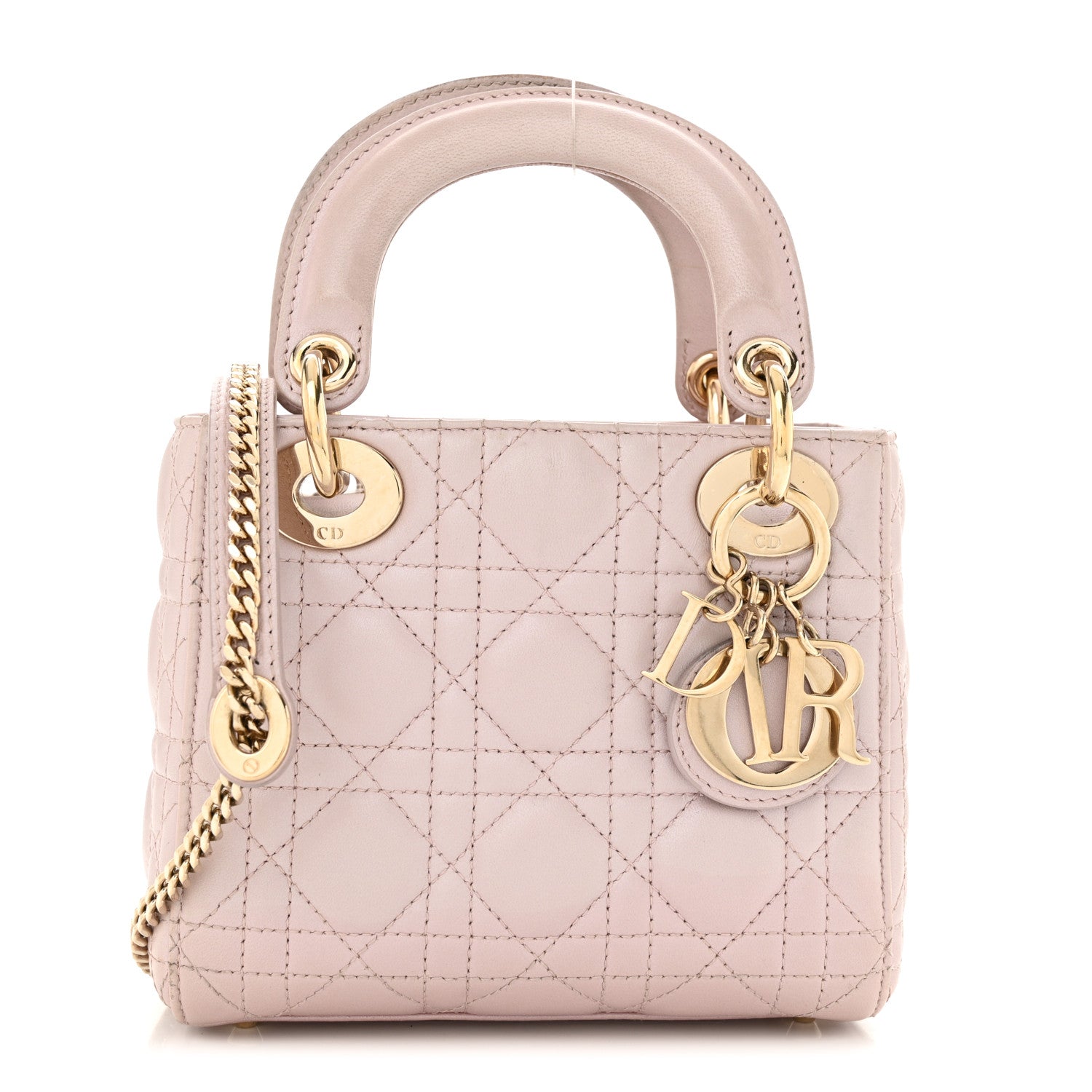 Christian Dior Metallic Lambskin Cannage Mini Lady Dior Lotus 1 of 12
