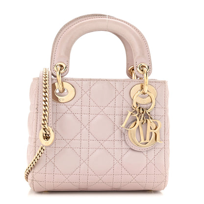 Christian Dior Metallic Lambskin Cannage Mini Lady Dior Lotus 1 of 12