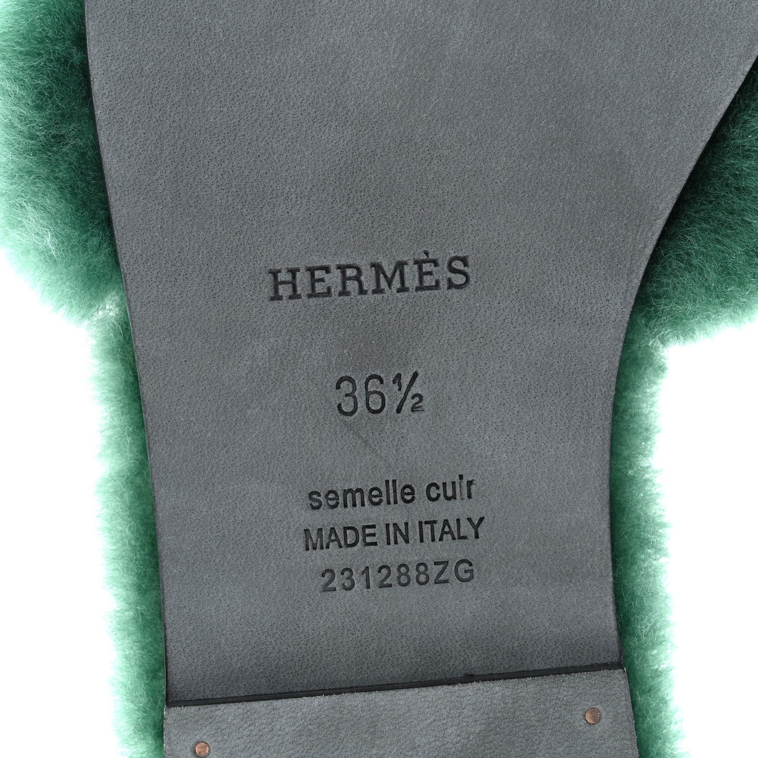 Hermes Woolskin Oran Sandals 36.5 Vert Anglais 7 of 8