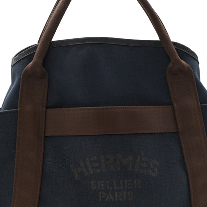 Hermes Toile Sac De Pansage Groom Bleu Navy Feu 9 of 13