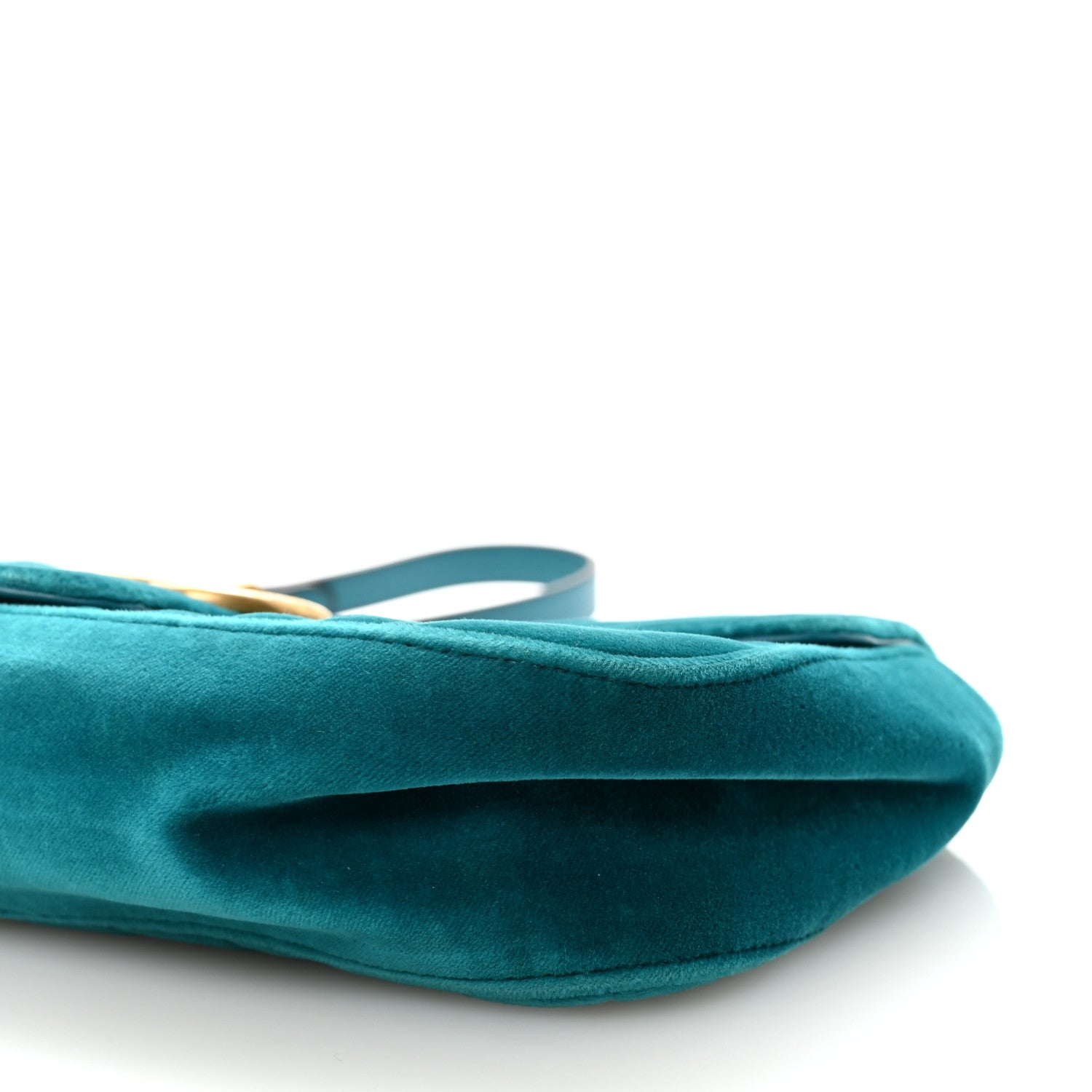 Gucci Velvet Matelasse Small GG Marmont Shoulder Bag Pavone Cyan 10 of 10