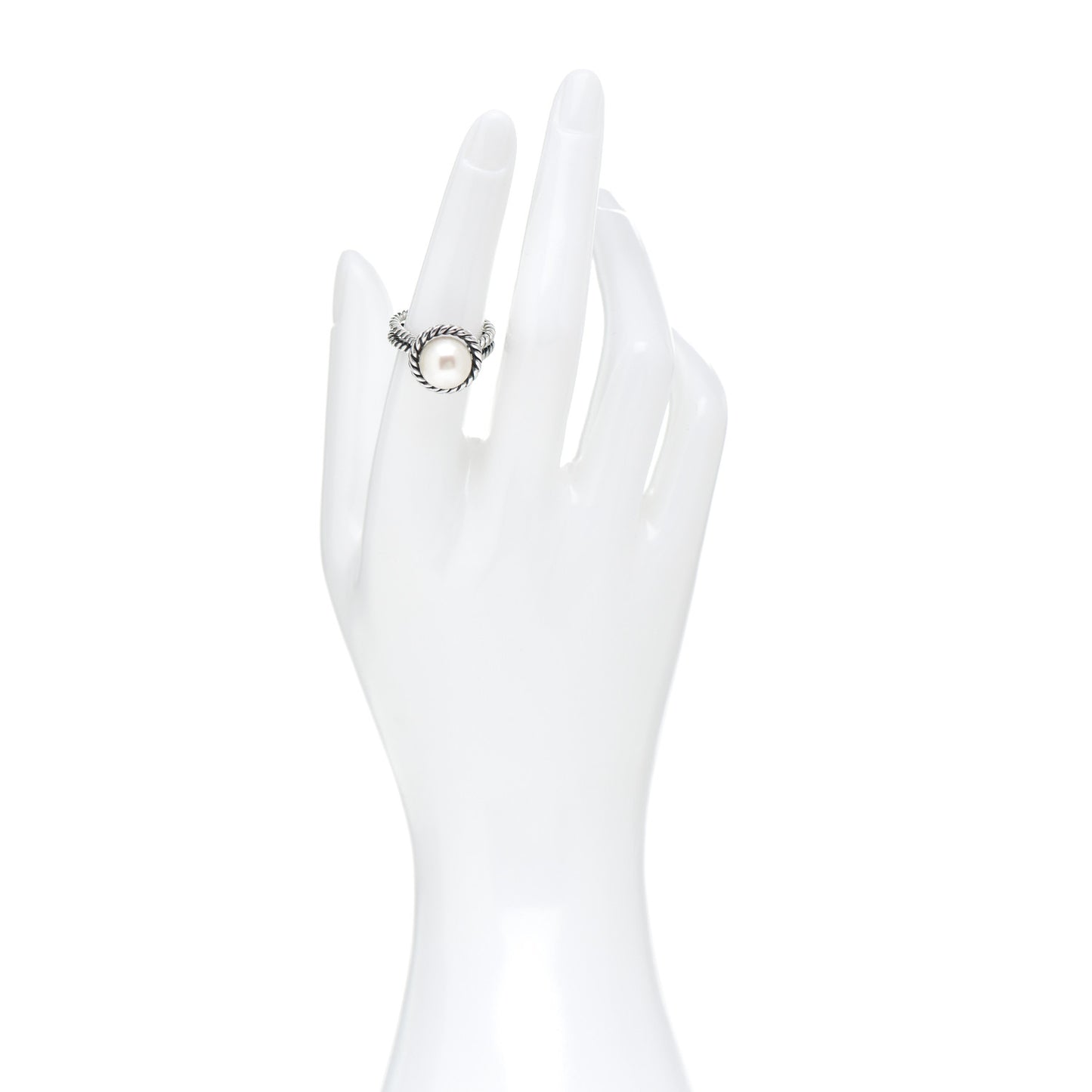 Sterling Silver Pearl Cable Ring 52 6