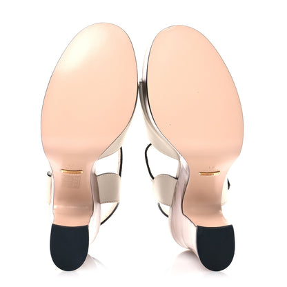 Gucci Cosmos Softy Calfskin Wooden Interlocking G Cut-Out 30/120mm Platform Sandals 41 Mystic White 6 of 8