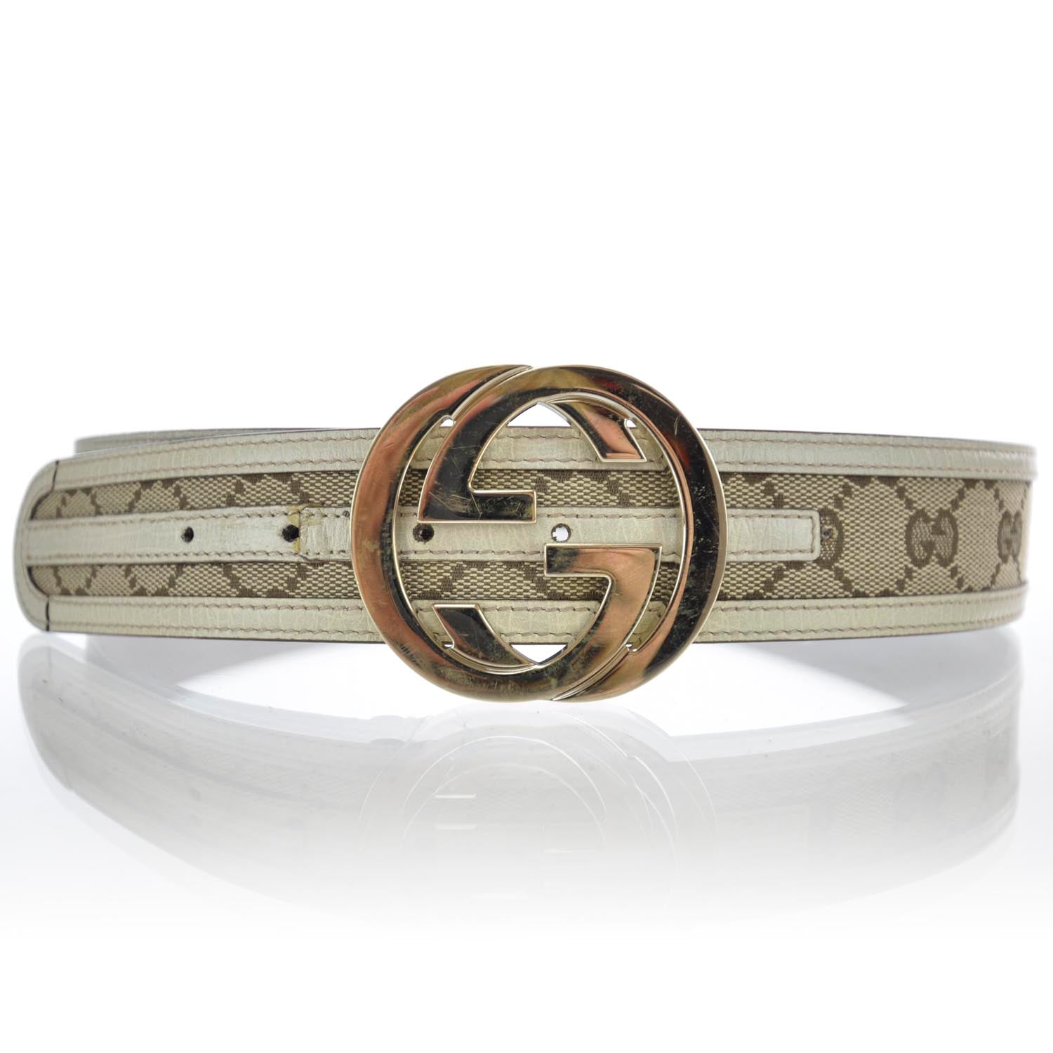 Gucci Monogram Interlocking G Belt 80 32 White 1 of 5