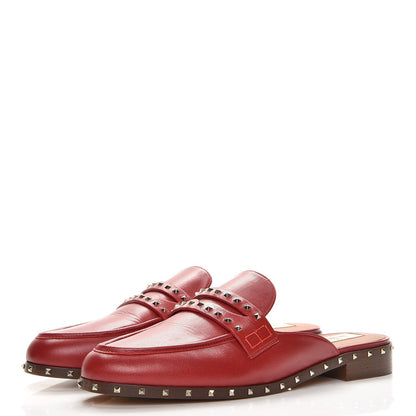 Valentino Garavani Lambskin Soul Rockstud Flat Mules 39 Red 2 of 8