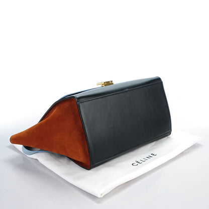 Celine Crisped Calfskin Suede Medium Tri-Color Trapeze Light Blue 4 of 8