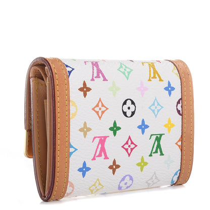 Louis Vuitton Monogram Multicolor Porte-Monnaie Plat Coin Purse White 3 of 7