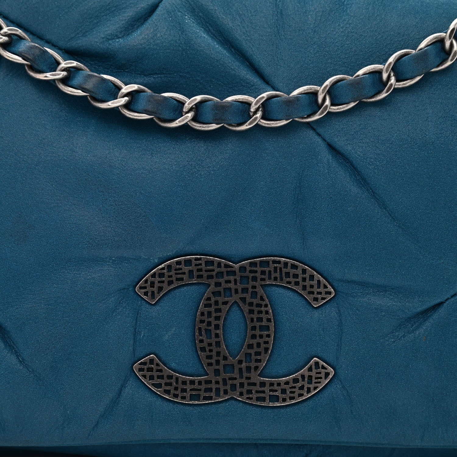Chanel Iridescent Calfskin Glint Flap Blue 7 of 10