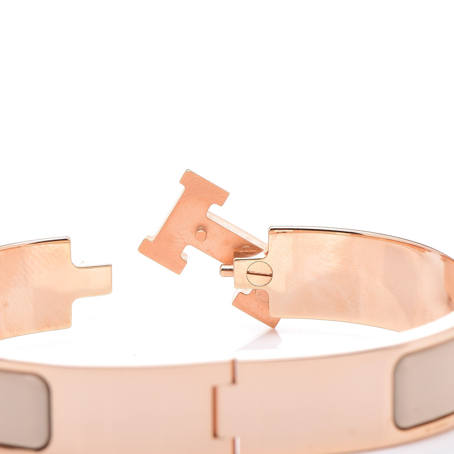 Hermes Narrow Enamel Clic Clac H Bracelet PM Beige Nacre 4 of 5