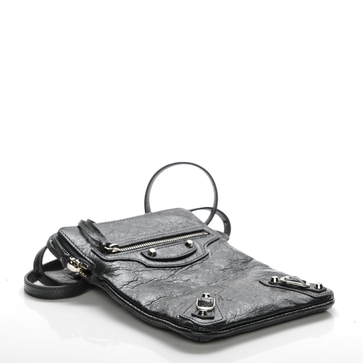 Agneau Classic Hardware Phone Holder Bag Gris Fossile