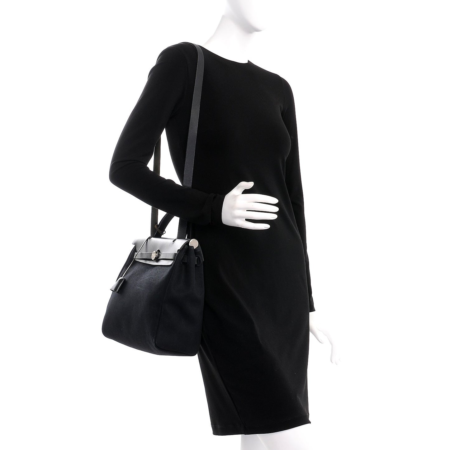 Toile Vache Calfskin Herbag 30 PM Natural Black