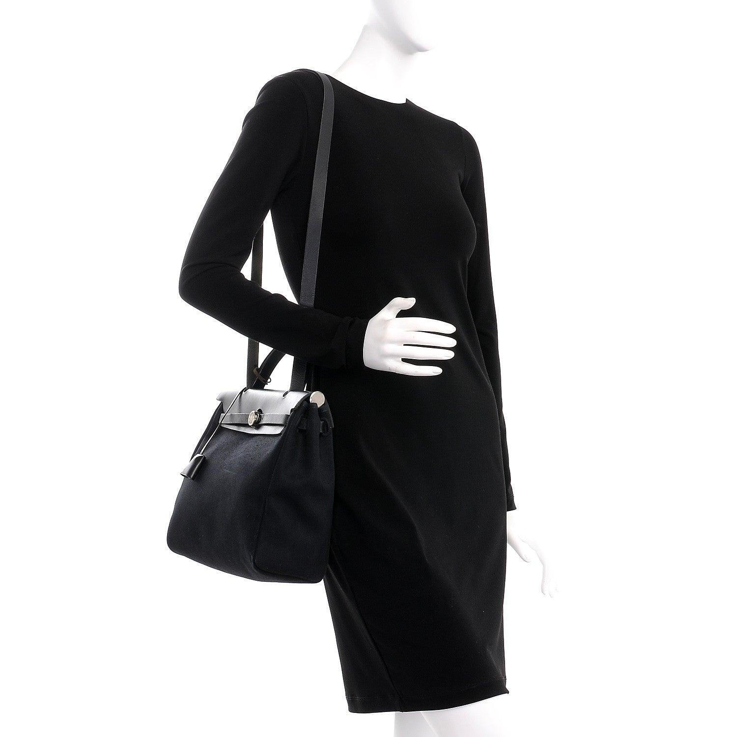 Hermes Toile Vache Calfskin Herbag 30 PM Natural Black 2 of 13