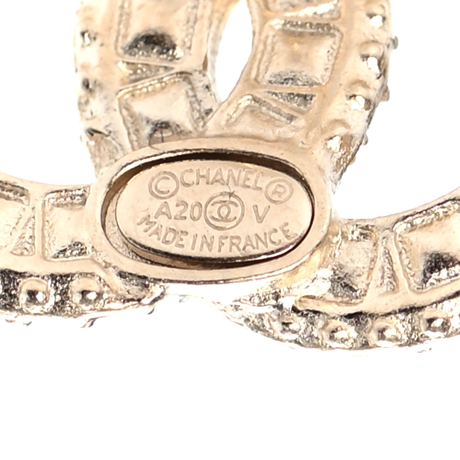 Chanel Crystal Timeless CC Earrings Light Gold 4 of 4