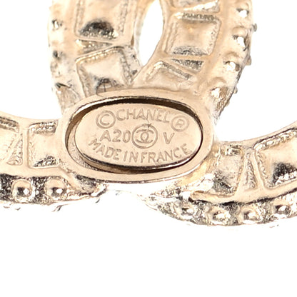 Chanel Crystal Timeless CC Earrings Light Gold 4 of 4