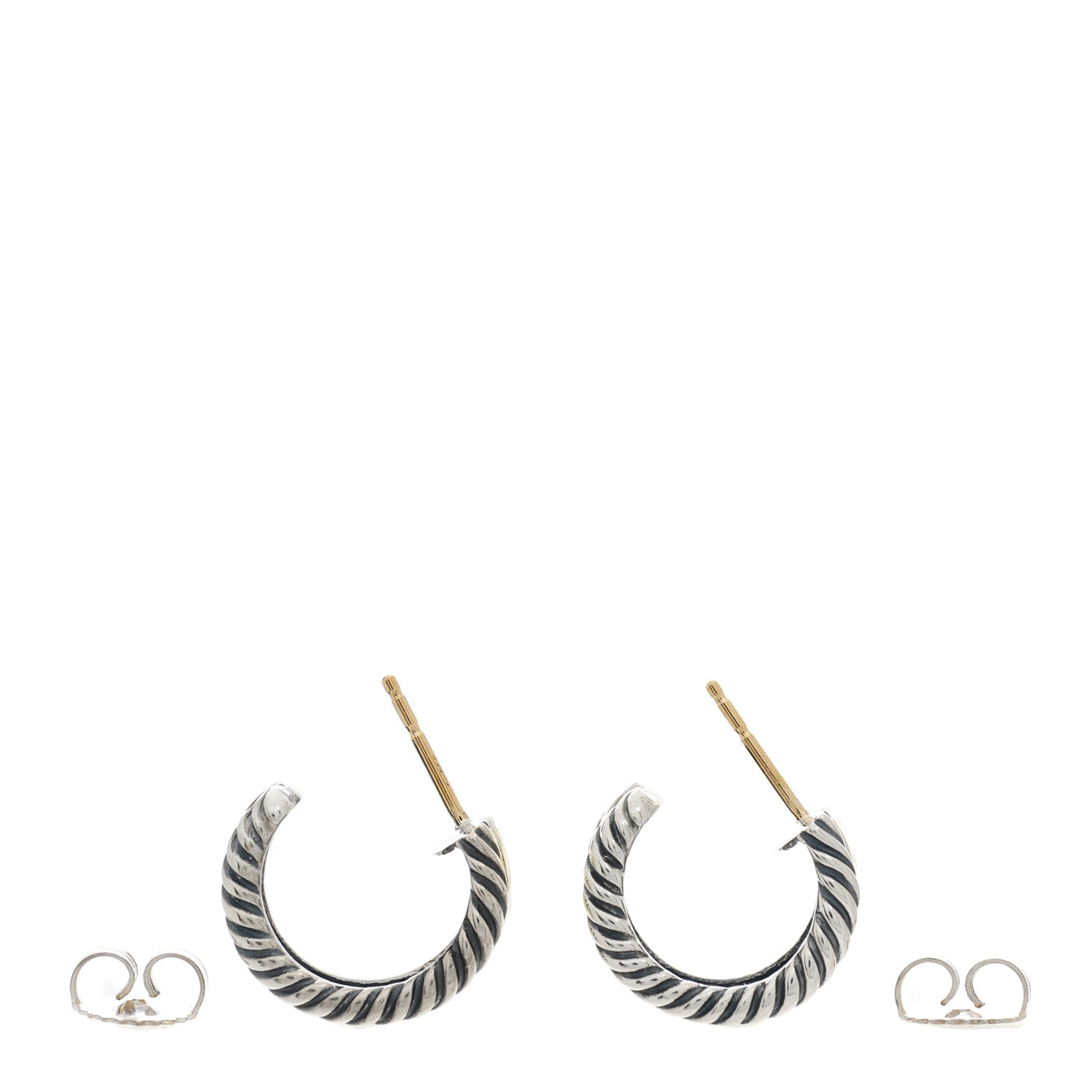 David Yurman Sterling Silver 14K Yellow Gold 16mm Cable Classics Hoop Earrings 3 of 5
