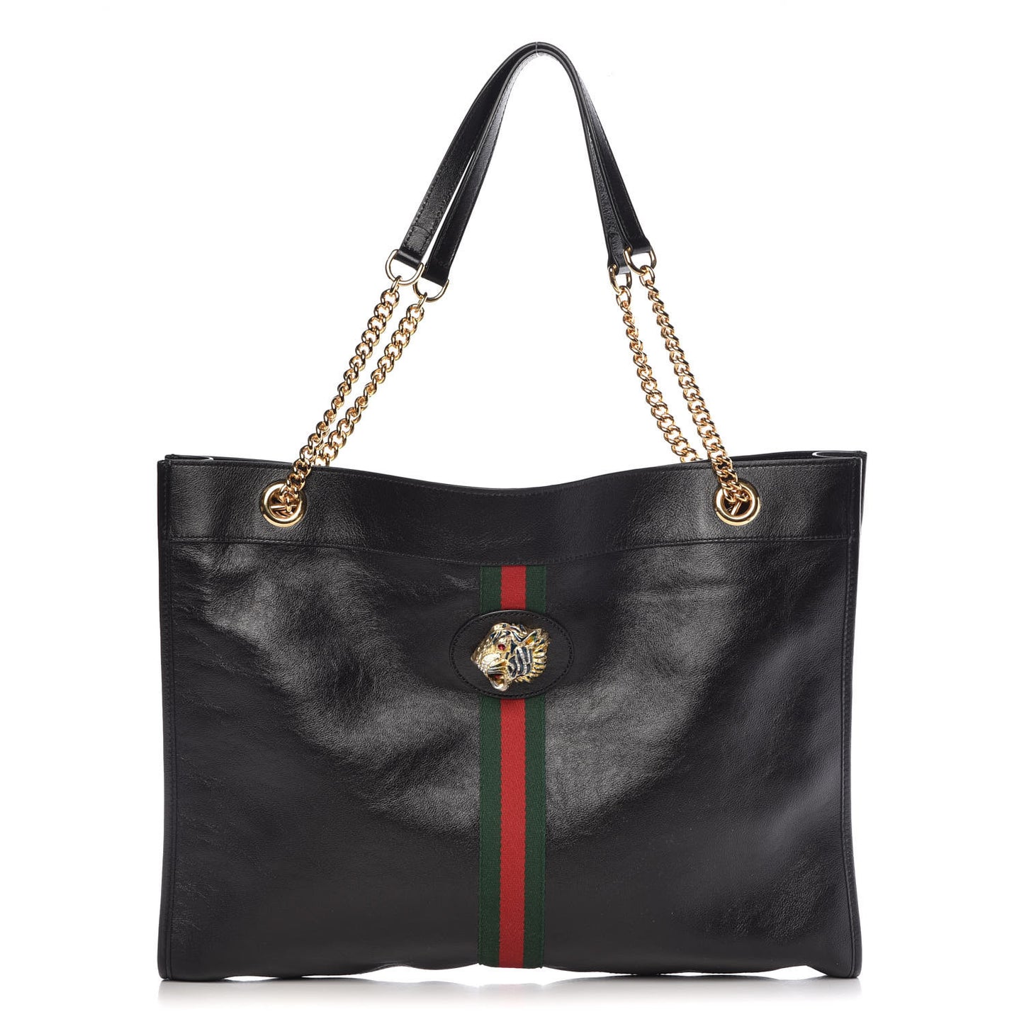 Calfskin Large Rajah Chain Tote Black